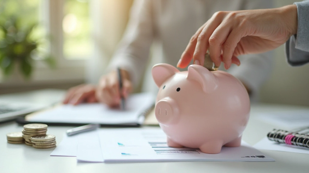 Spaarvarken met munten en financieel planningskaarten