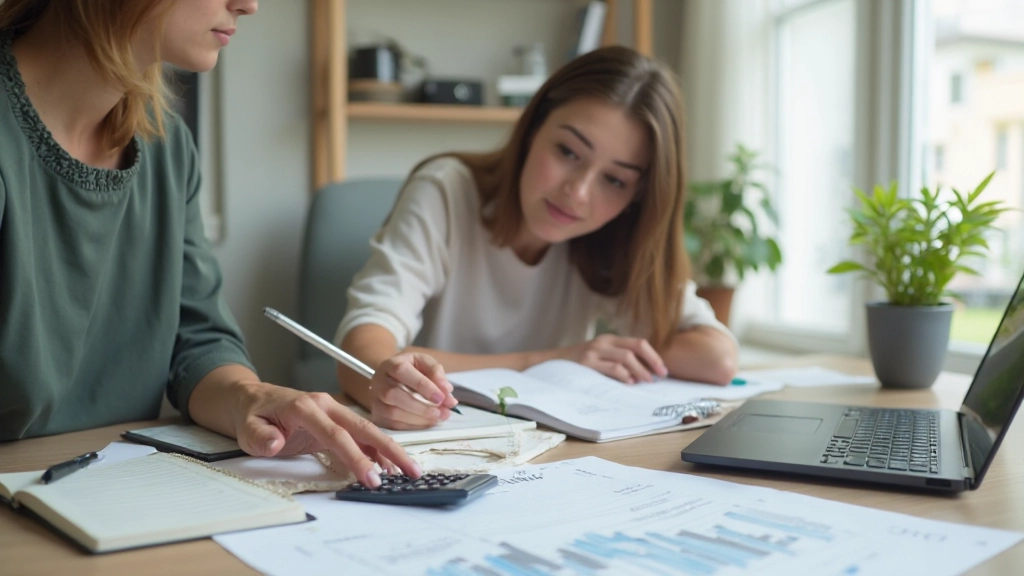 Budget planning werktafel met calculator en notitieboek