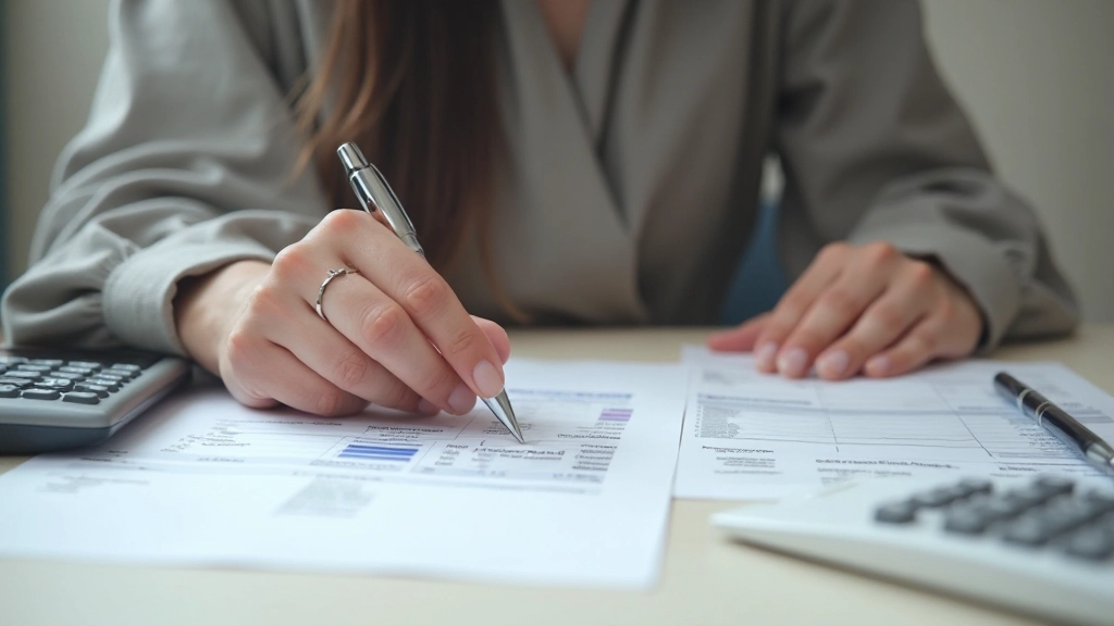 Persoon die financiële documenten en budgetplanning analyseert