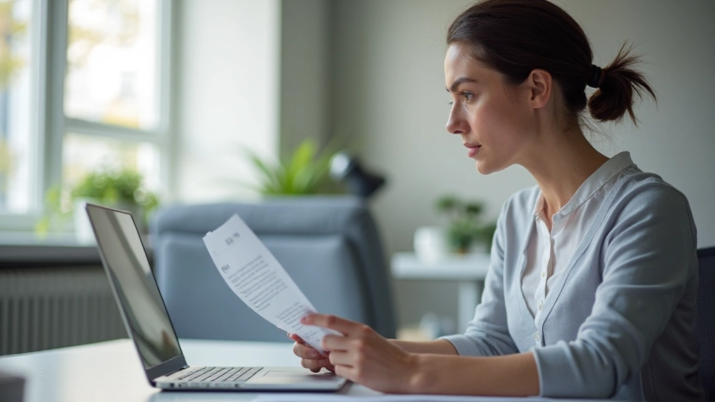 Jonge professioneel met laptop die schuldenplan bestudeert in moderne kantooromgeving